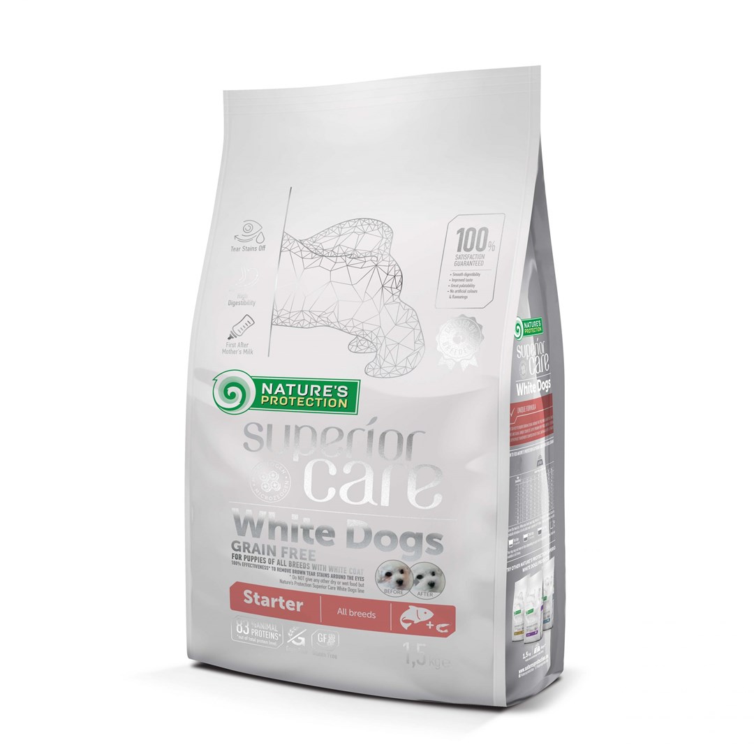 Nature's Protection White Dogs Grain Free Łosoś Starter 1.5kg