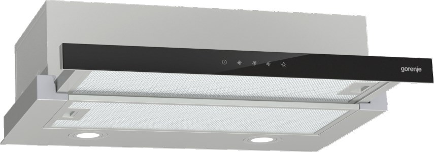 Okap teleskopowy GORENJE TH64E3SGB - front czarne szkło — zdjęcie 1 z 6