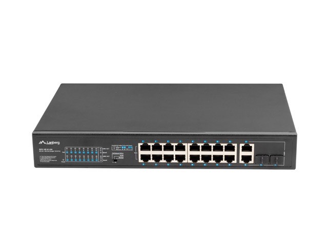 LANBERG SWITCH RACK 19" 16X 100MB POE+ 2X COMBO GIGABIT 250W — zdjęcie 1 z 7