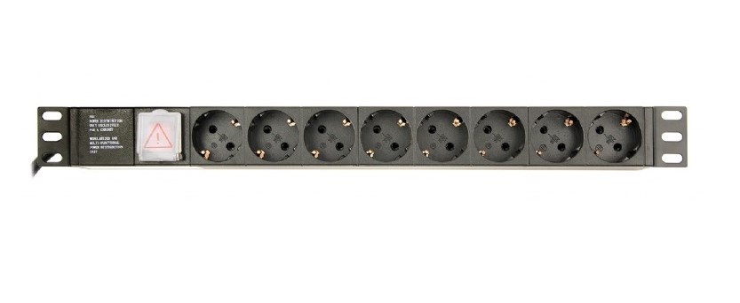 GEMBIRD LISTWA ZASILAJĄCA RACK 1U, 10A, 8X SCHUKO — zdjęcie 1 z 8