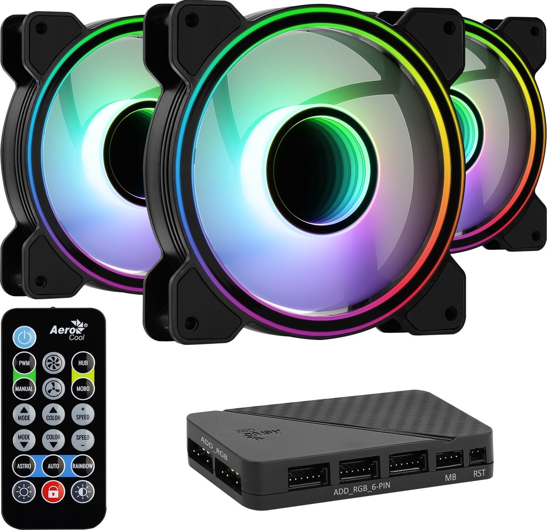 Wentylator + Hub AEROCOOL PGS MIRAGE 12 ARGB PRO 3x120 — zdjęcie 1 z 8