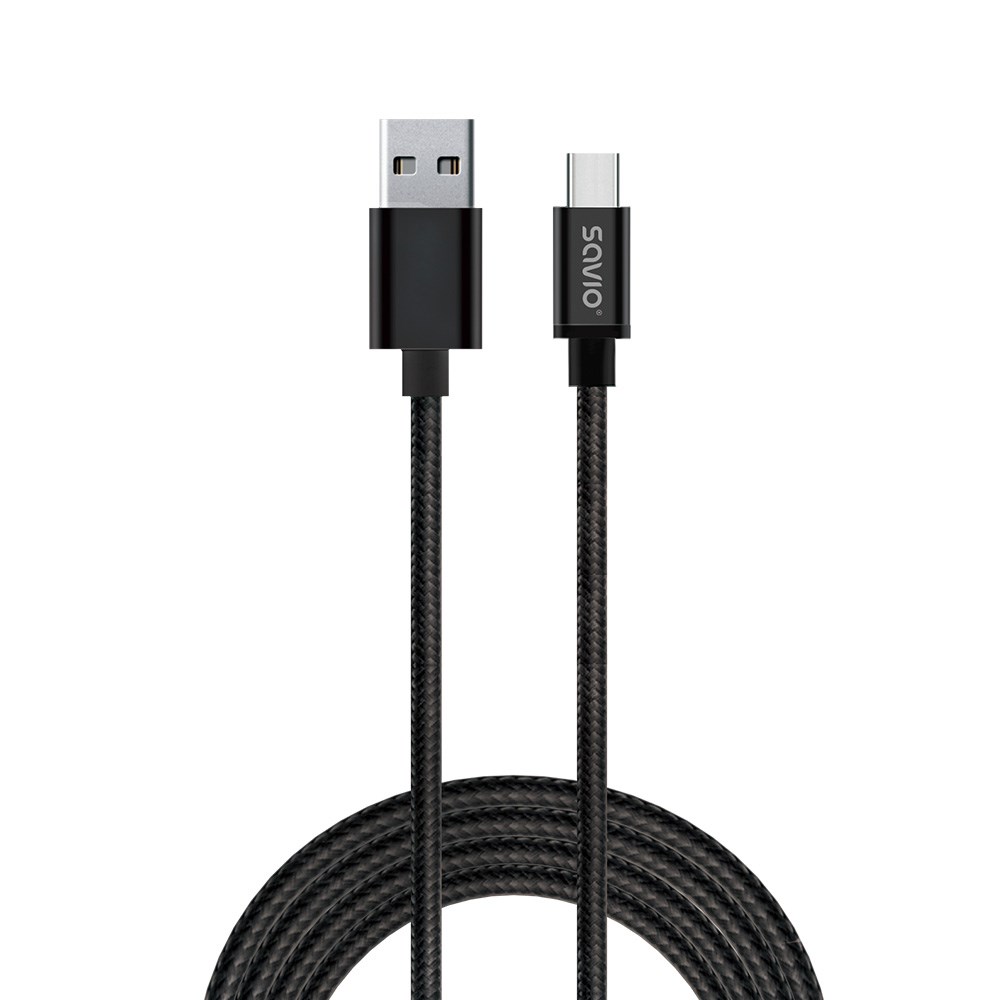 Kabel SAVIO CL-129 USB-C do USB 2.0, 2m, czarny — zdjęcie 1 z 5