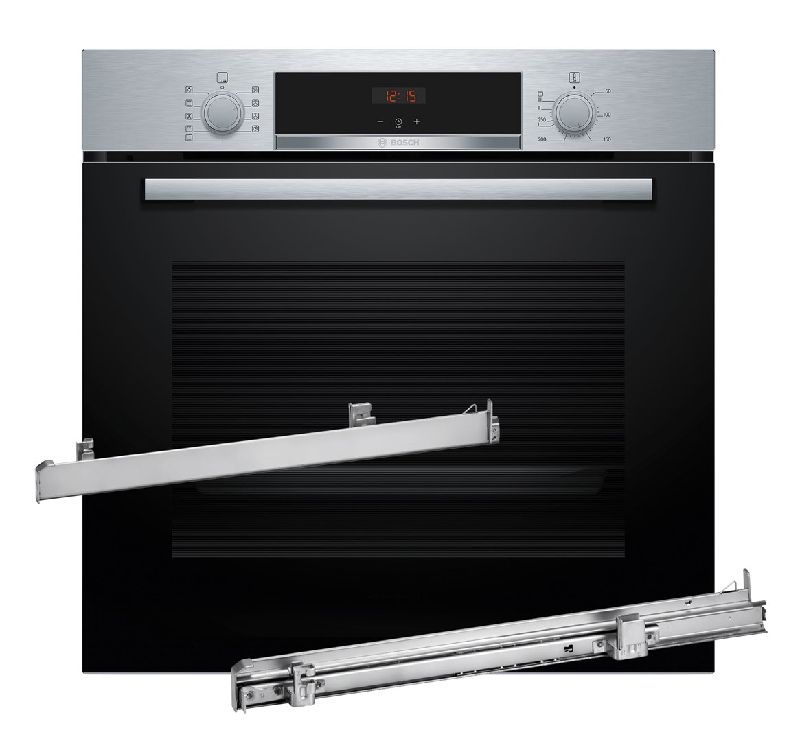 Piekarnik BOSCH HBA514BS3 + Prowadnice teleskopowe 1 poziomowe BOSCH HEZ538000 (OUTLET) — zdjęcie 1 z 3