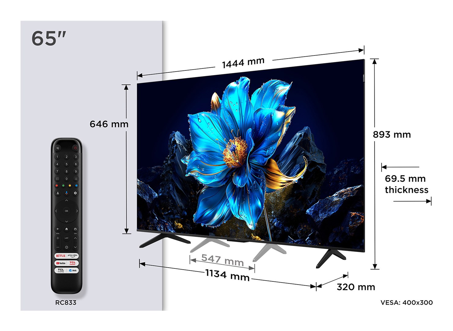 Telewizor TCL 65P79K QLED 65" 4K Ultra HD Google TV — zdjęcie 1 z 7