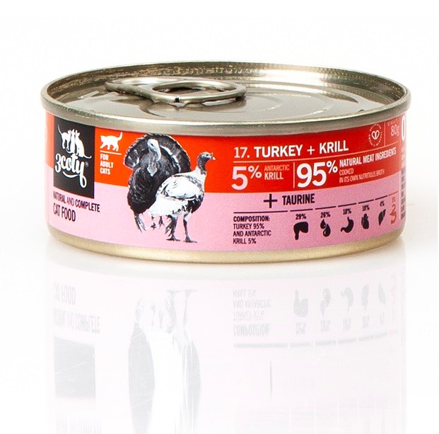 3Coty TURKEY + KRILL for Adult cats 80g Puszka — zdjęcie 1 z 8