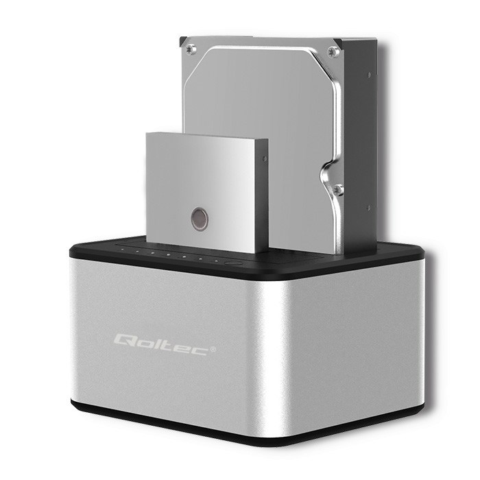 QOLTEC STACJA DOKUJĄCA 2XHDD/SSD 2.5"/3.5" SATA USB 3.0 — zdjęcie 1 z 8