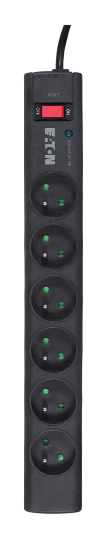 Listwa przeciwprzepięciowa EATON PS6F, 10A, czarna — zdjęcie 1 z 2