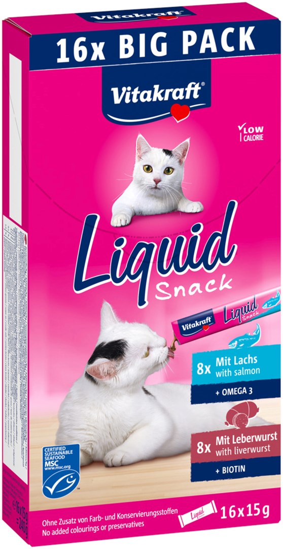 VITAKRAFT Liquid SNACK wątróbka+łosoś - 16szt