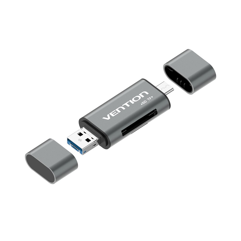 Czytnik kart SD / microSD Vention USB 3.0 USB-C szary — zdjęcie 1 z 4