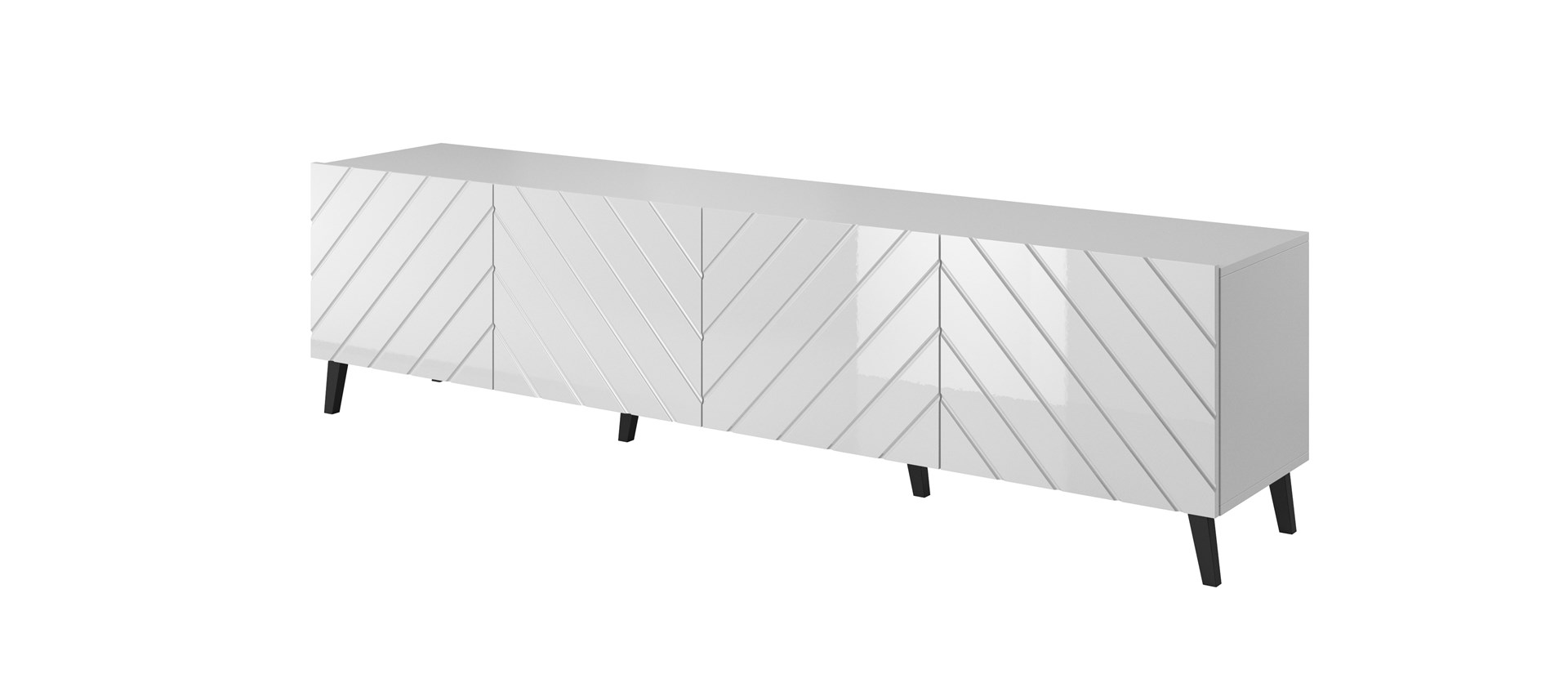 Szafka RTV ABETO 200x42x52 biały/biały połysk — zdjęcie 1 z 4