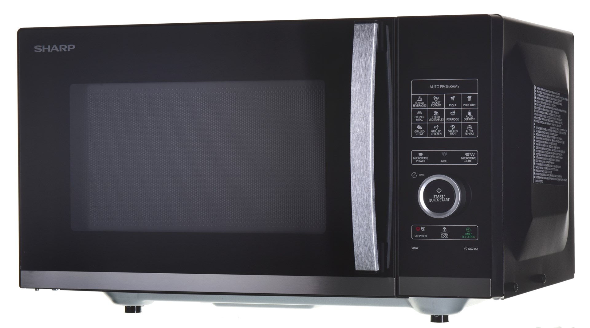 Kuchenka mikrofalowa SHARP YC-QG234AEB - wolnostojąca, czarna — zdjęcie 1 z 8
