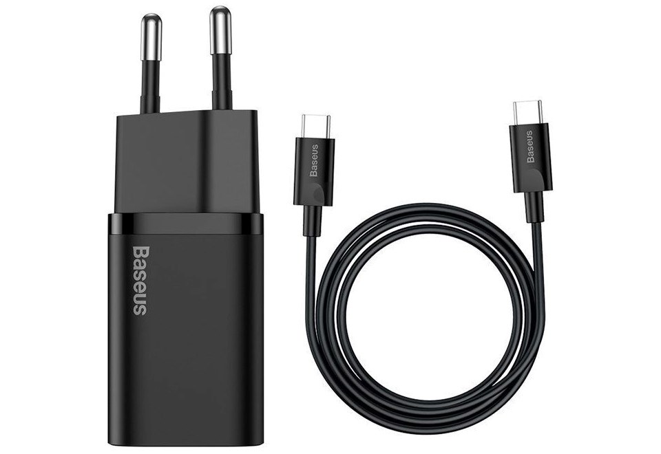 BASEUS ŁADOWARKA Z KABLEM USB-C 25W CZARNA