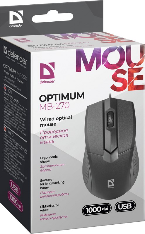 DEFENDER MYSZ OPTIMUM MB-270 OPTICAL 1000dpi 3P — zdjęcie 1 z 3