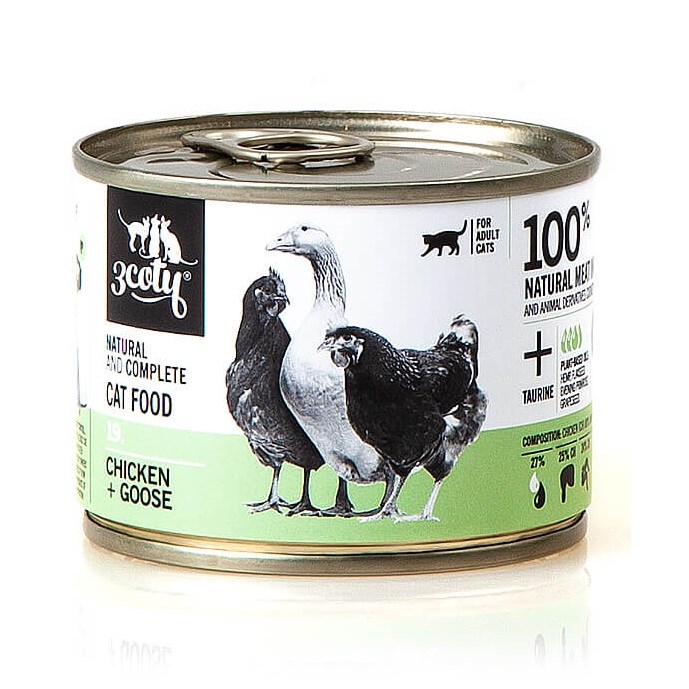 3Coty CHICKEN + GOOSE for Adult Cats 180g Puszka — zdjęcie 1 z 5