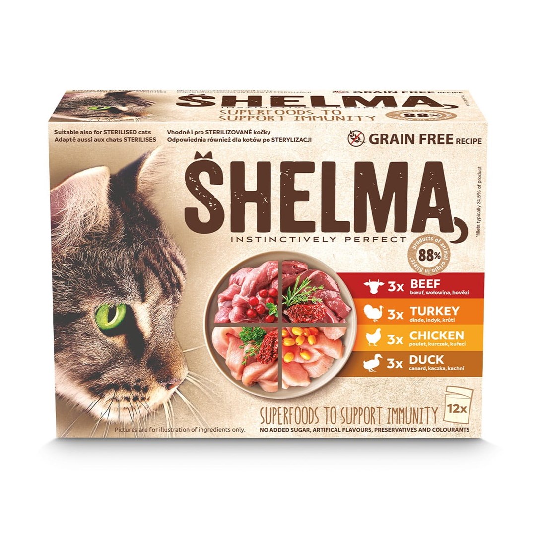 SHELMA saszetka - bezzbożowa karma dla kotów 12x 85g — zdjęcie 1 z 5