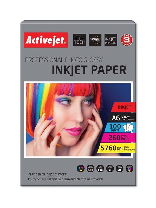 Activejet AP6-260GR100 - Papier 10x15, 100 szt.