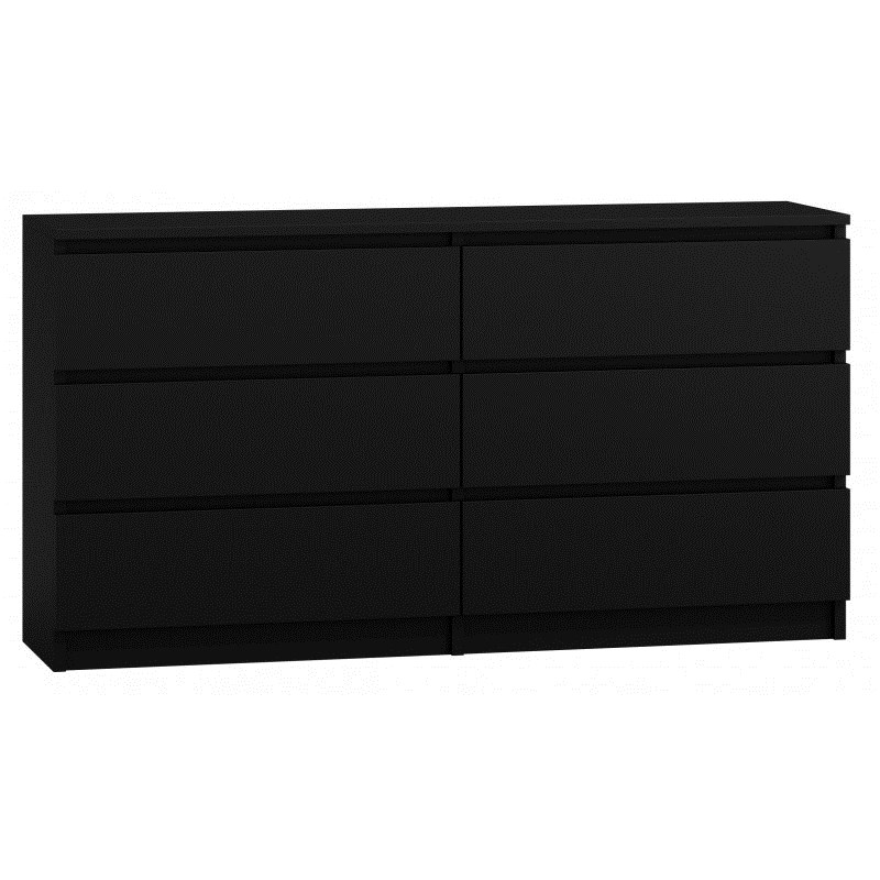 M6 MALWA KOMODA 140CM 6 SZUFLAD CZARNY — zdjęcie 1 z 4