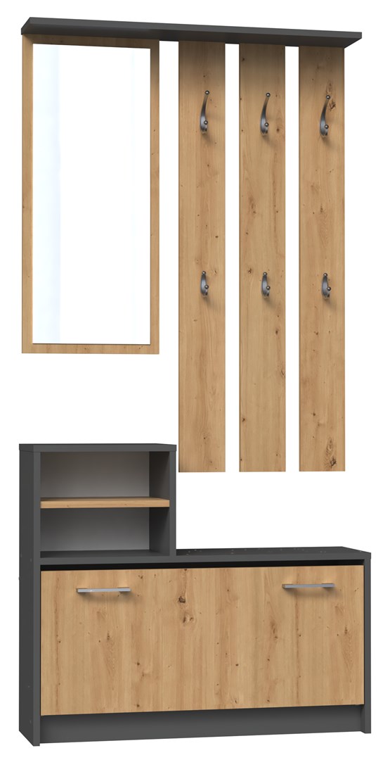 GARDEROBA SZAFKA NA OBUWIE ANTRACYT/ARTISAN — zdjęcie 1 z 8