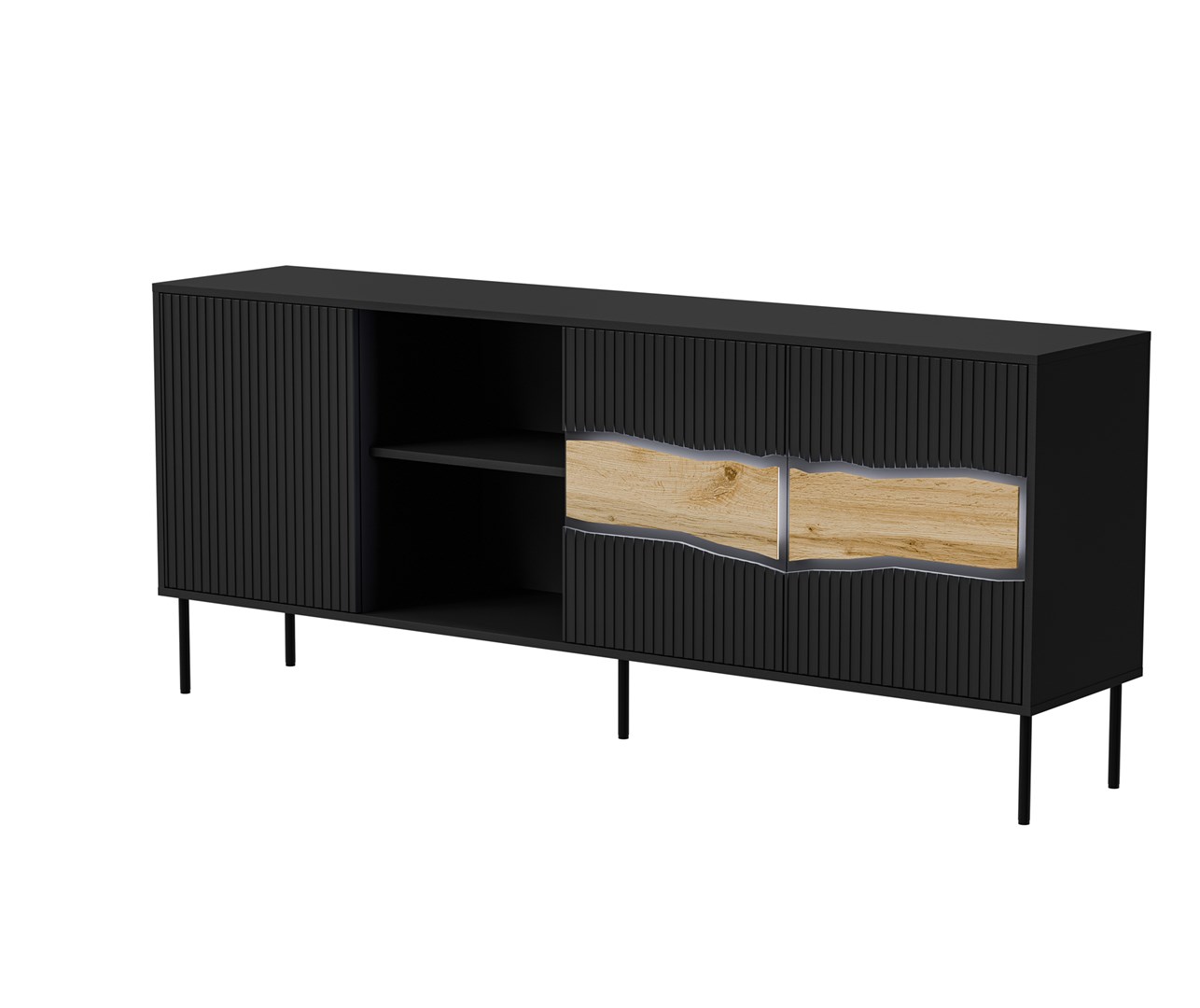 Komoda INSERTO 3D1W 190x40x80 czarny + LED — zdjęcie 1 z 7