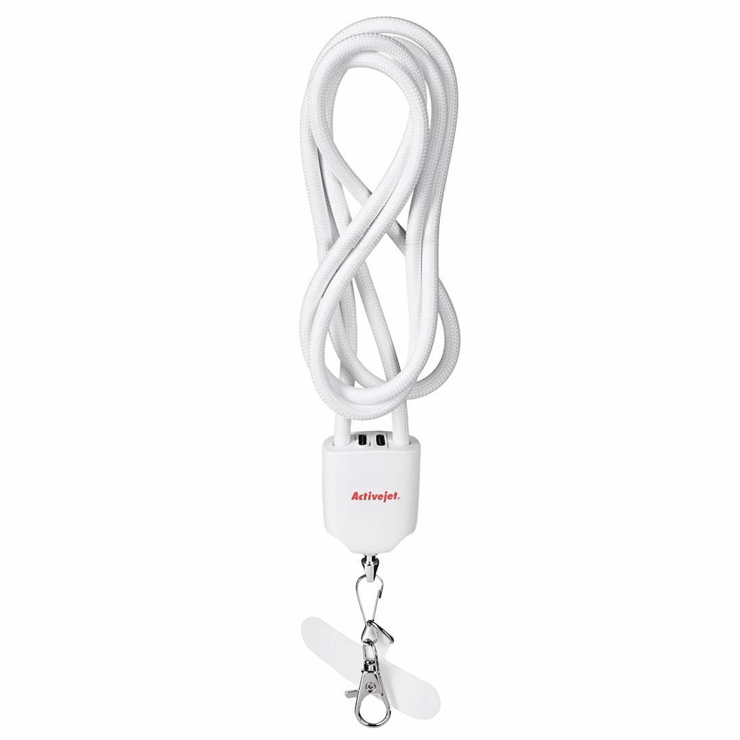 Activejet smycz 3w1 biała z USB-C, Lightning, USB-A — zdjęcie 1 z 8