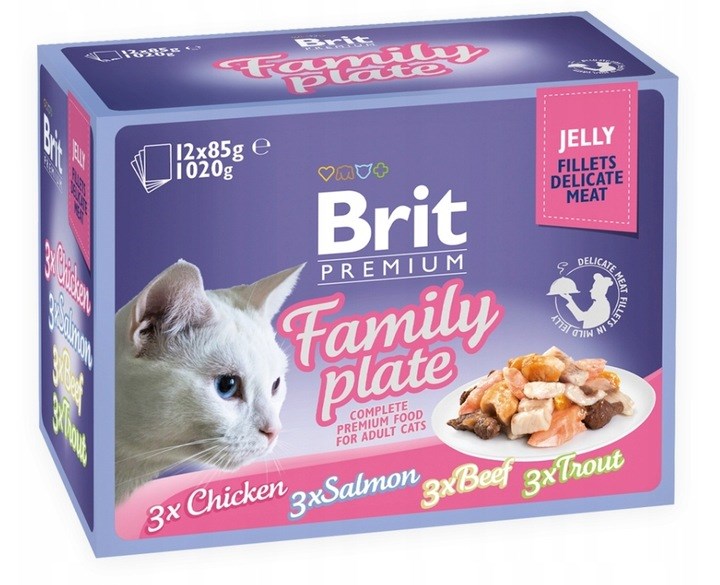 Brit Premium Family Plate dla kotów, mix smaków, 12x85g