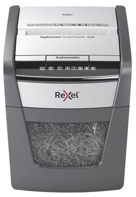 Rexel Niszczarka Optimum AutoFeed+ 50X, 20 l Kosz — zdjęcie 1 z 5