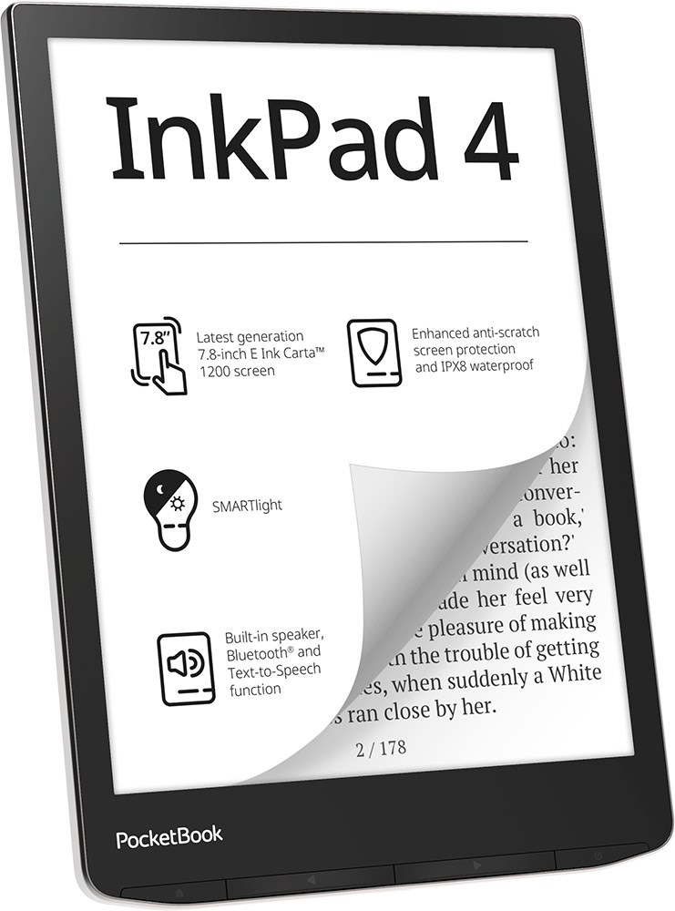 Ebook PocketBook InkPad 4 7,8" 32GB Wi-Fi Silver — zdjęcie 1 z 8