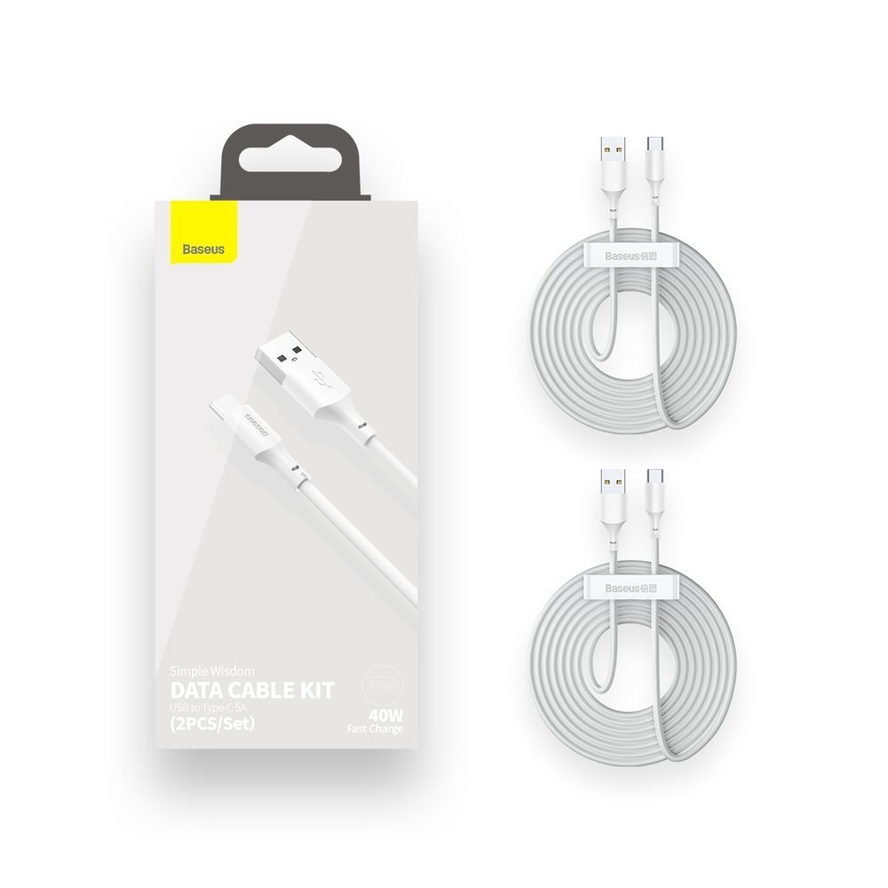 BASEUS KABEL USB/USB-C SIMPLE WISDOM, 40W, 1.5M — zdjęcie 1 z 3