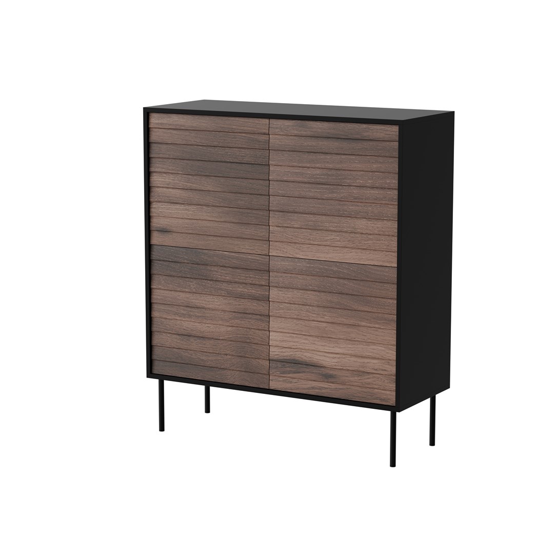 Komoda 4D CORTINA 102x40x118 czarny/orzech — zdjęcie 1 z 4
