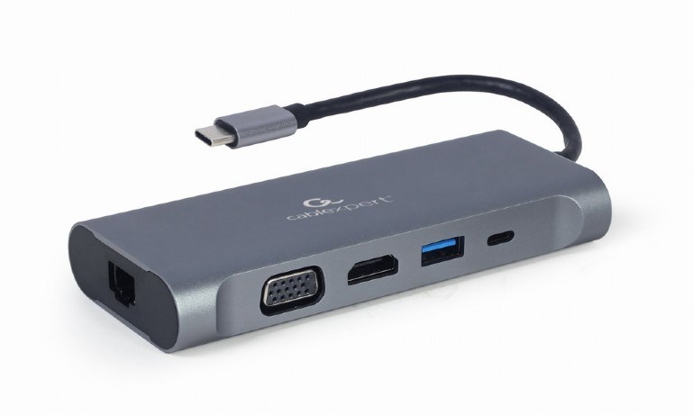 GEMBIRD MULTI ADAPTER USB TYPE-C 7 W 1, Szary — zdjęcie 1 z 6