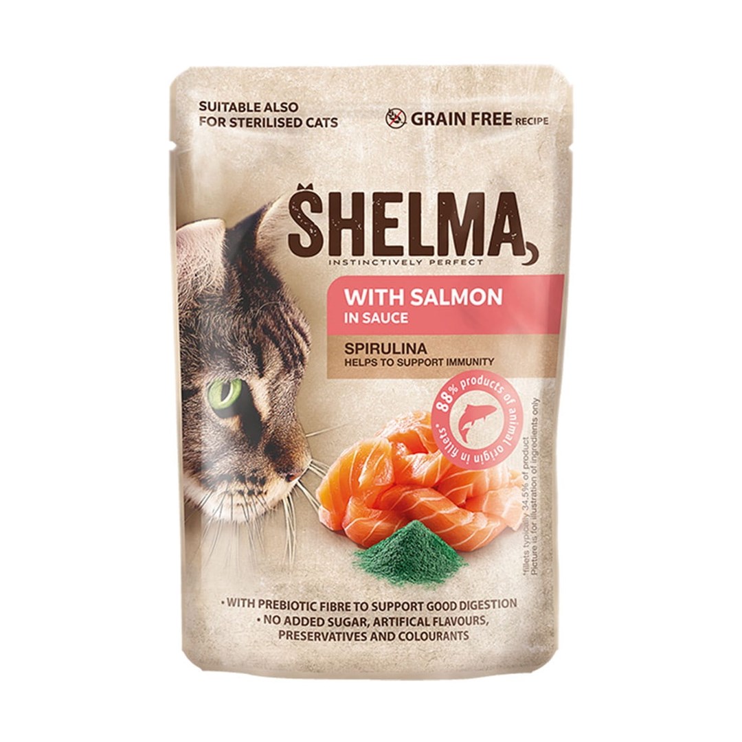 SHELMA saszetka z łososiem i spiruliną 85g — zdjęcie 1 z 4