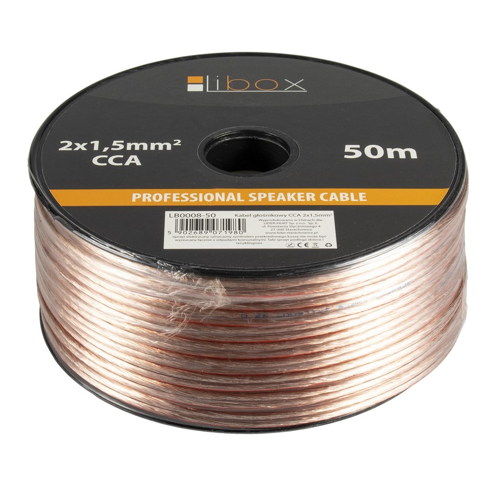 LIBOX KABEL GŁOŚNIKOWY LB0008-50 2X1,5MM (50M) — zdjęcie 1 z 2