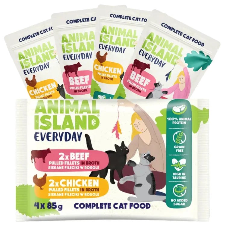 ANIMAL ISLAND Wołowina/Kurczak 4x85g Dla Kota — zdjęcie 1 z 3