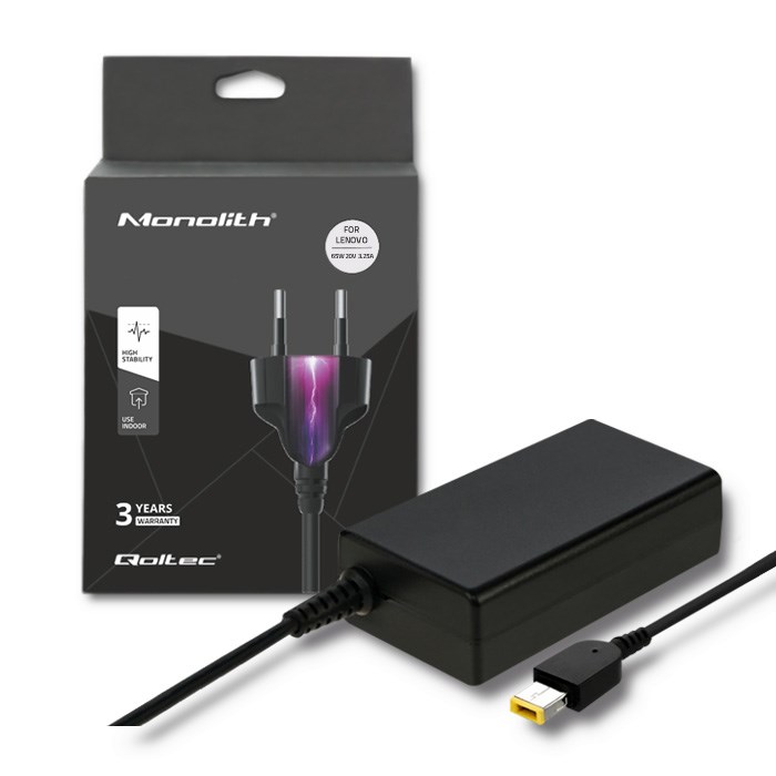 QOLTEC ZASILACZ DO LENOVO 65W | 20V | 3.25A — zdjęcie 1 z 2