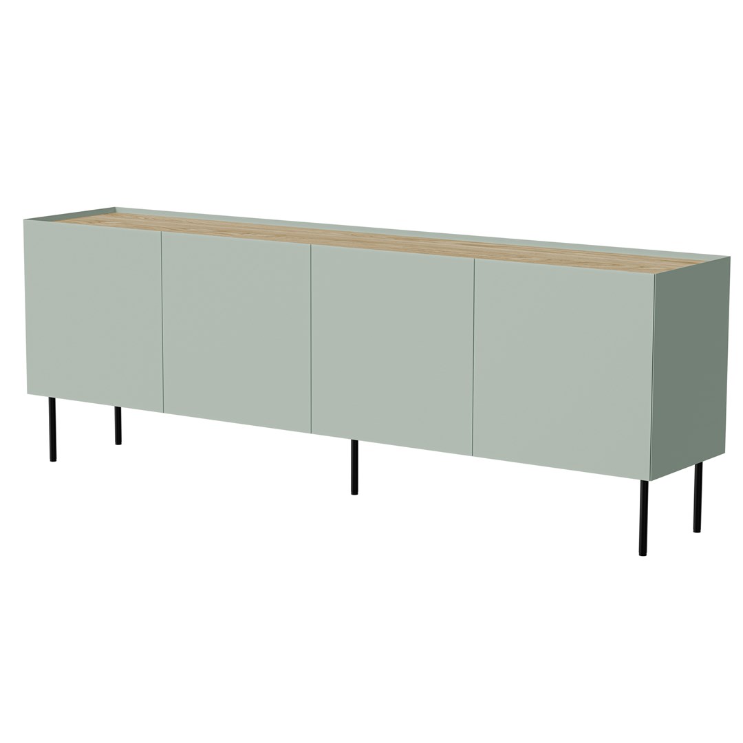 Komoda FELLINI 200x40x70 oliwka + blat dąb — zdjęcie 1 z 5