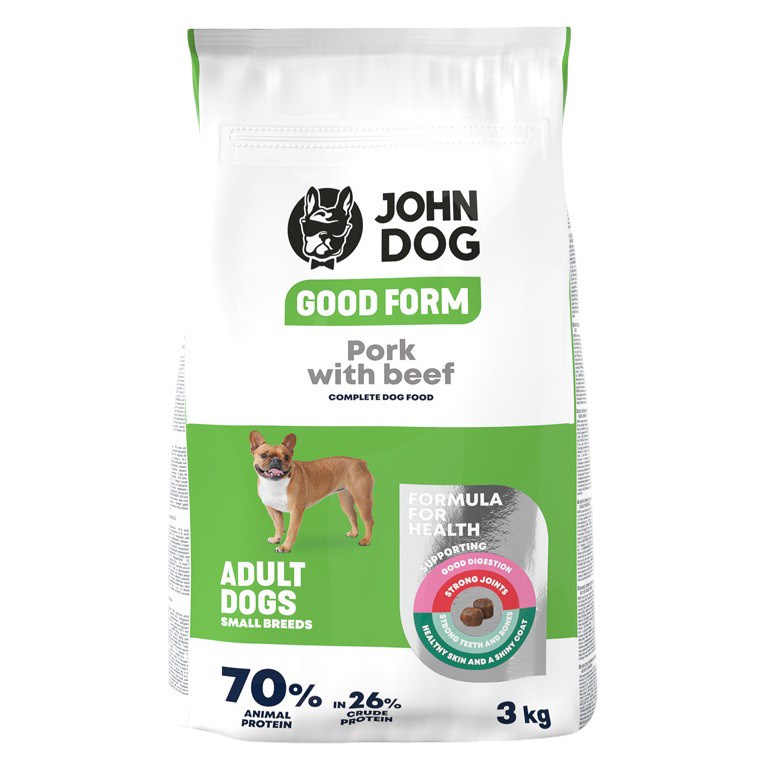 John Dog GOOD FORM MAŁE RASY wieprzowina z wołowiną 3kg