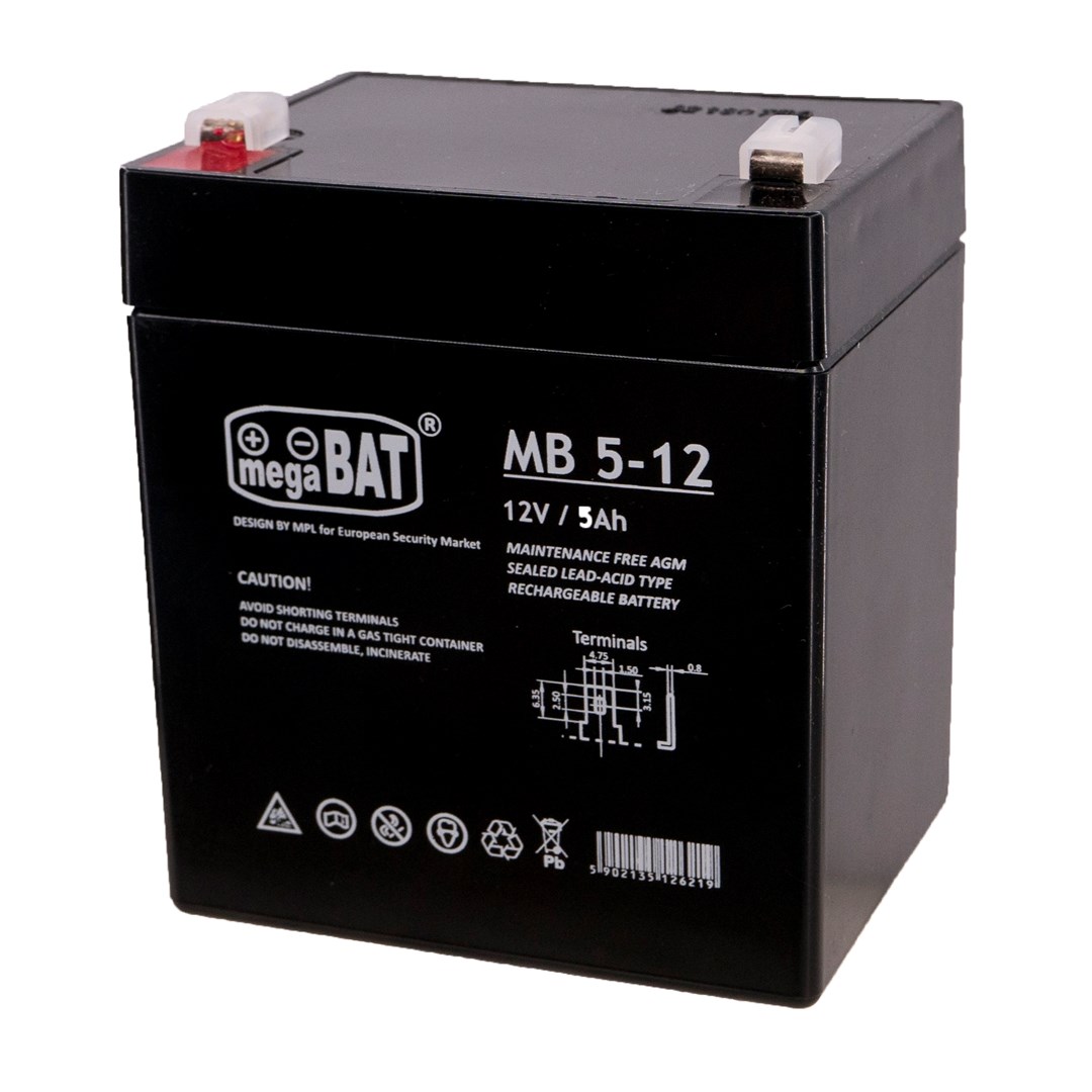 Akumulator MPL VRLA MB 5-12, 90x70x101 mm