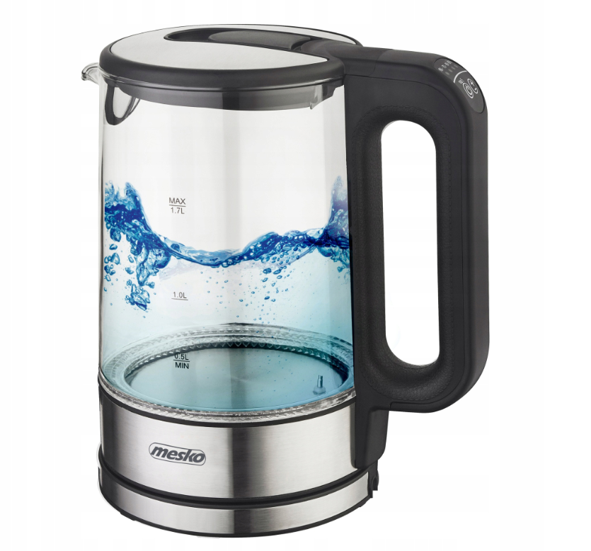 Czajnik elektryczny MESKO MS 1301b - 1,7 l, 2200 W, szkło, czarny — zdjęcie 1 z 8
