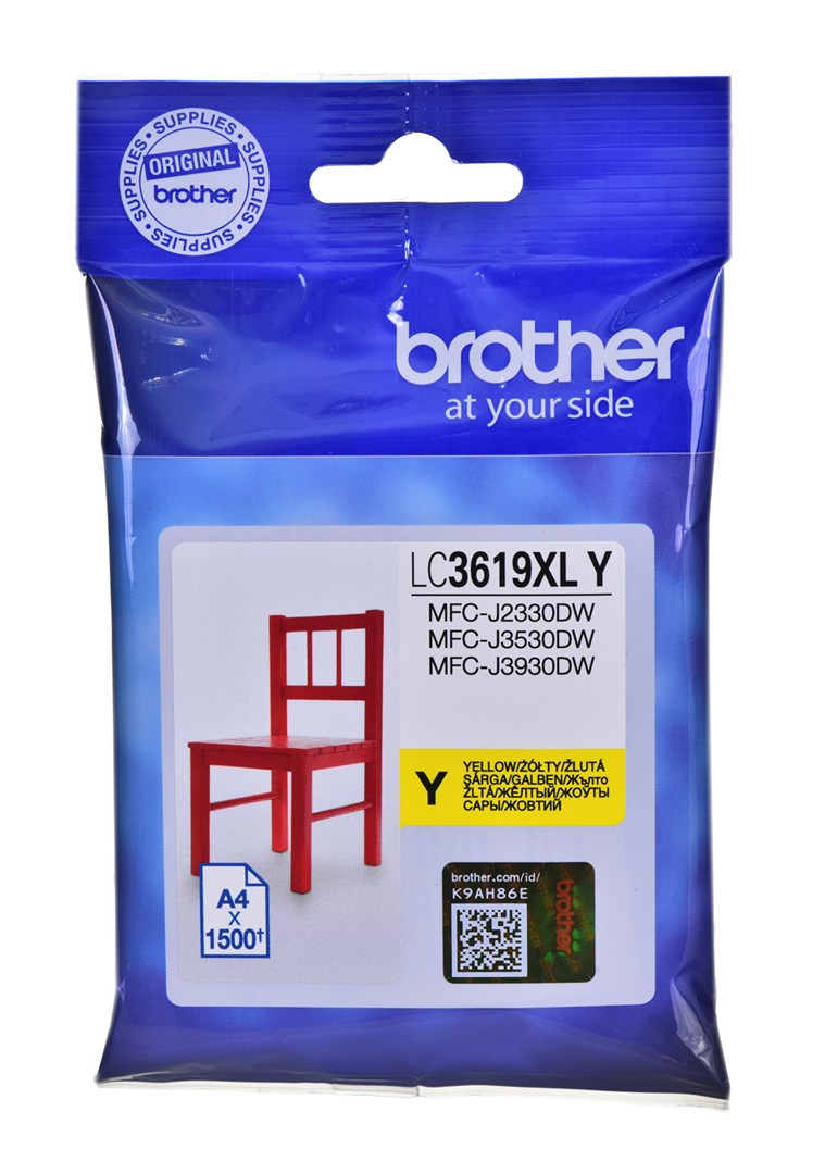 Tusz Brother żółty LC3619XLY, 1500 stron — zdjęcie 1 z 2