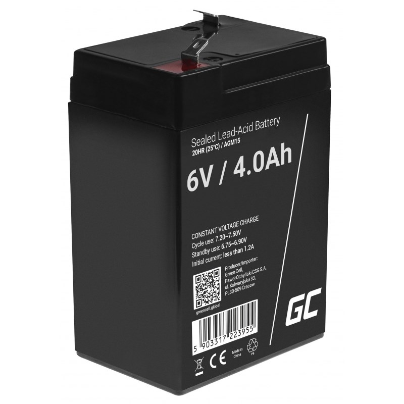 GREEN CELL AKUMULATOR ŻELOWY AGM15 6V 4AH — zdjęcie 1 z 5