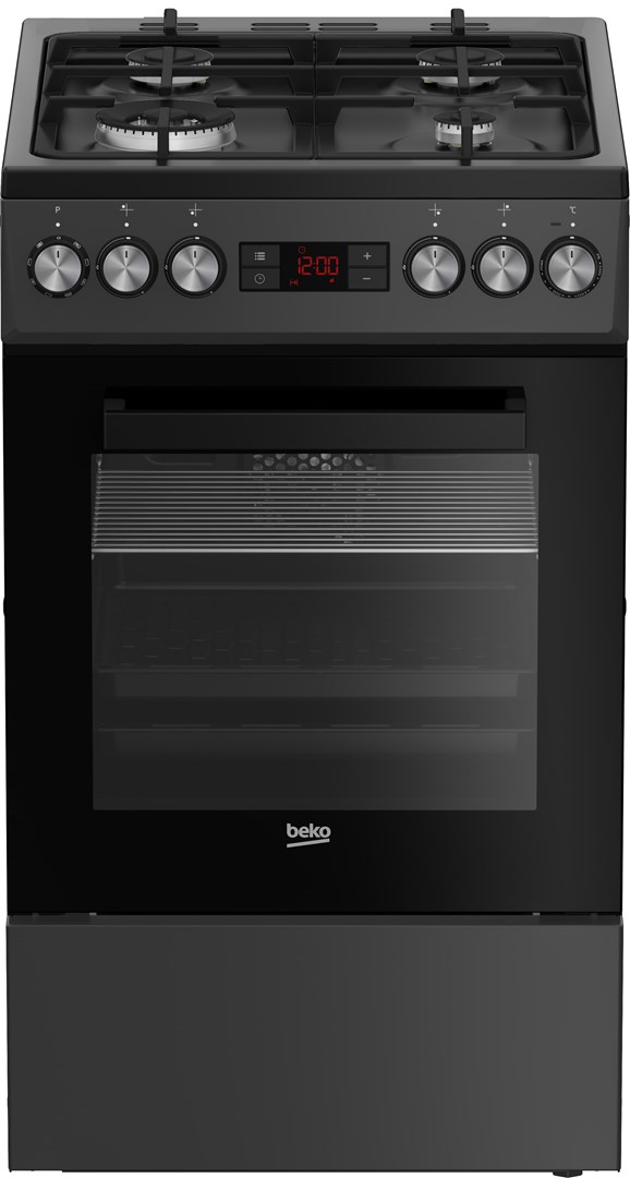 Kuchnia BEKO FSM51330DAOT - czarna, z szufladami i zegarem — zdjęcie 1 z 5