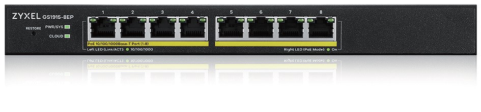 Switch Zyxel GS1915-8EP 8p PoE (PoE+: 8;) 60W Managed Gigabit — zdjęcie 1 z 8