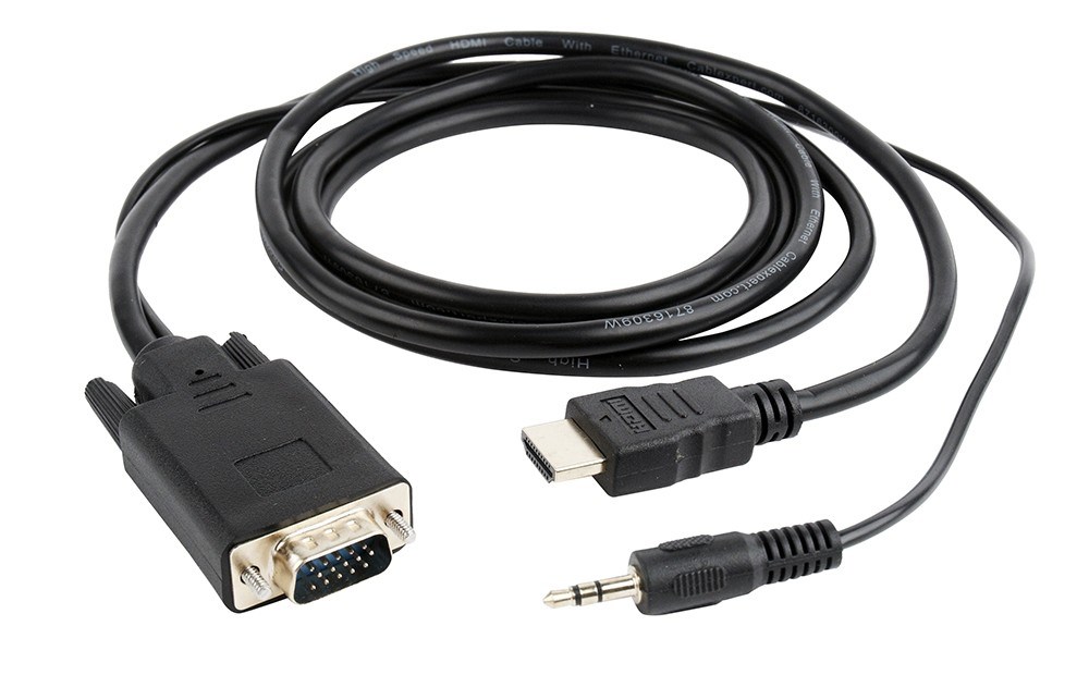 Adapter GEMBIRD A-HDMI-VGA-03-6, 1,8m, czarny — zdjęcie 1 z 2