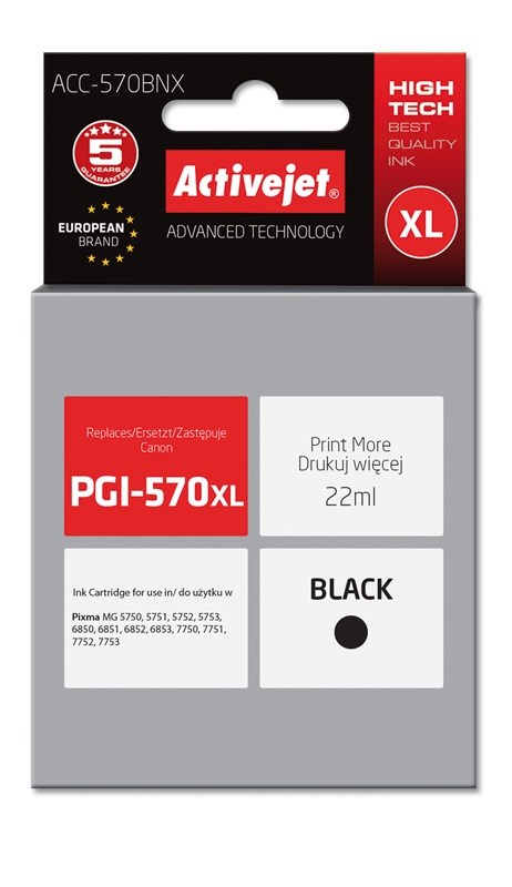 Activejet ACC-570BNX Tusz 22ml czarny dla Canon PIXMA