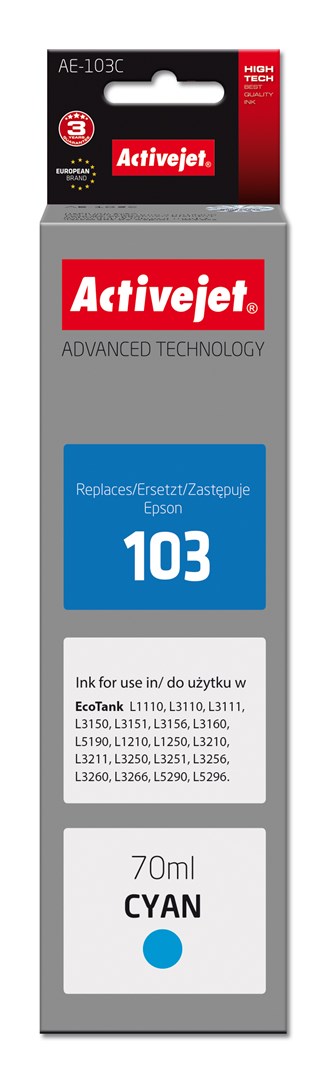Activejet AE-103C Buteleczka z tuszem 70ml niebieski
