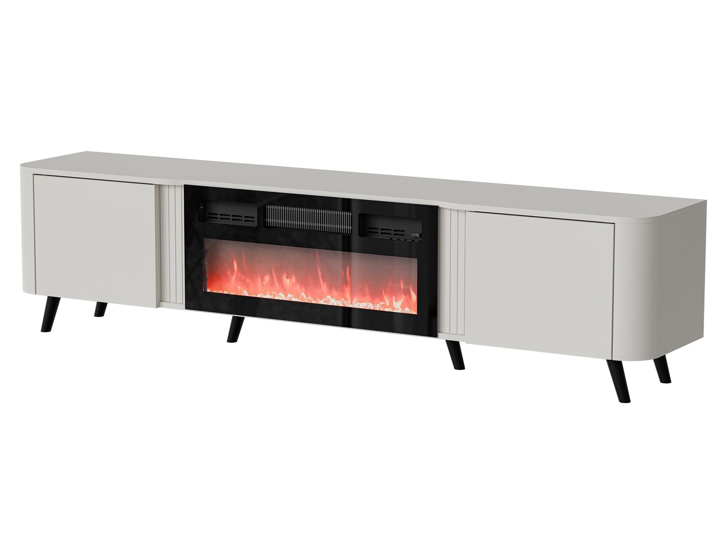 Szafka RTV VOLARE 200x39x49 kaszmir + kominek — zdjęcie 1 z 3