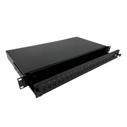 Alantec Przełącznica światłowodowa 24xSC simplex / 24xLC duplex 19" 1U z płytą czołową oraz akcesoriami montażowymi (dławiki, opaski), wysuwalna (FOP-1U-24SCS-C) — zdjęcie 1 z 4