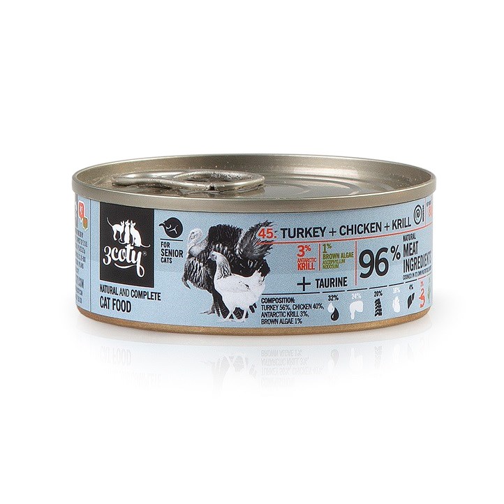 3Coty TURKEY + CHICKEN + KRILL for Senior Cats 80g — zdjęcie 1 z 8