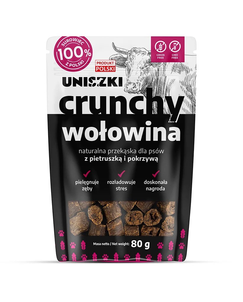 UNISZKI Crunchy wołowina - Pietruszka Pokrzywa 80g — zdjęcie 1 z 2