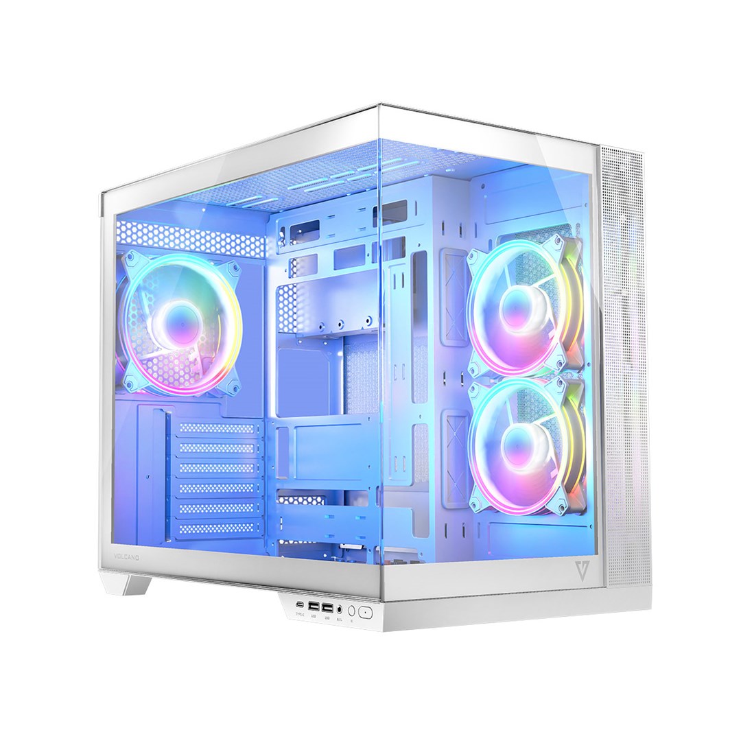 MODECOM OBUDOWA VOLCNO PANORAMA APEX ARGB 3F MIDI WHITE — zdjęcie 1 z 8